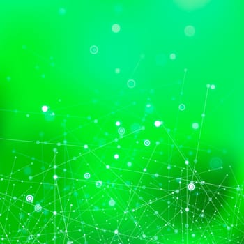 Green Technology Background with Particle, Molecule Structure. Genetic and Chemical Compounds. Communication Concept. Space and Constellations.