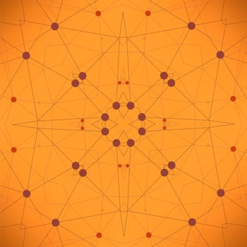 Orange Technology Background with Particle, Molecule Structure. Genetic and Chemical Compounds. Communication Concept. Space and Constellations.