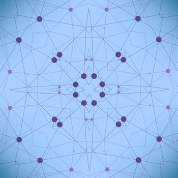 Blue Technology Background with Particle, Molecule Structure. Genetic and Chemical Compounds. Communication Concept. Space and Constellations.