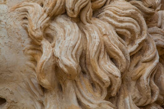 Rocky and ancient lion mane damaged by the weather