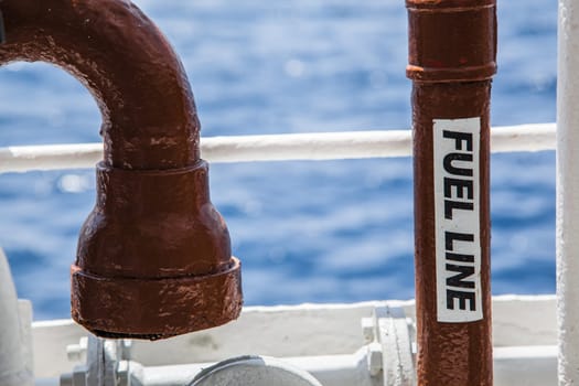 Fuel line pipes on a sailing boat