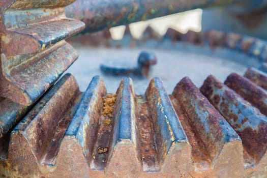 Old rusty weathered sea boats gears on a port