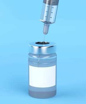 Close-up image of medical vial and syringe