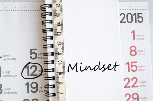 Mindset text concept over tape measure and calendar background..
