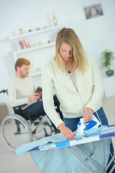 Woman doing some ironing
