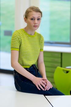 Portrait of a teenage girl at school.