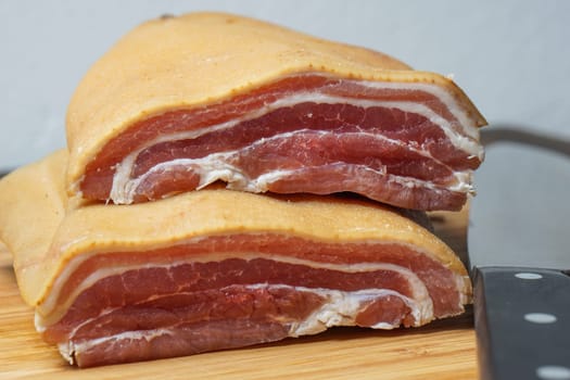 Raw Bacon, pork belly, ready for cooking and frying