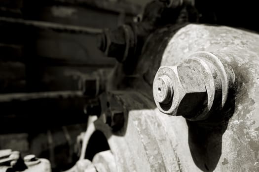 Screw with nut in an abandoned factory in Berlin