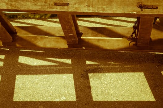 Old ladder on the ground, vintage style with copy space