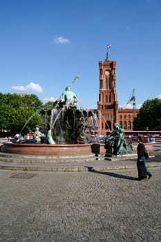 Neptune Fountain and Red Town Hall in Berlin