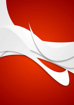 Abstract grey wavy pattern on red background