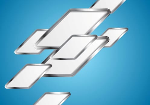 Blue tech abstract background with silver elements