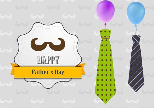Father's Day retro vintage background with ties and balloons