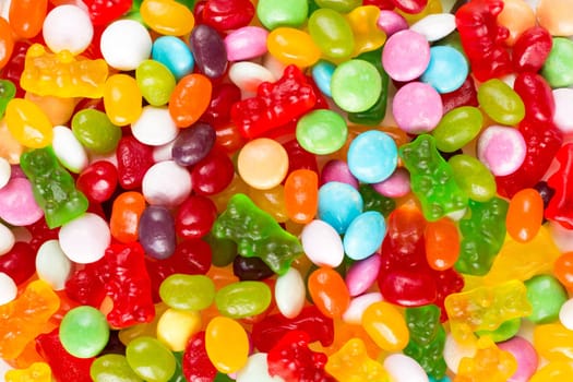 Assorted mix of colorful candies and jellies