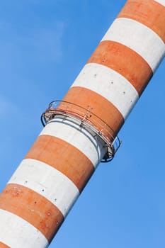 red and white chimney close up