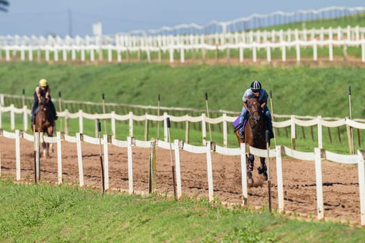 Horse Racing jockey morning training at Summerveld outside Durban South-Africa