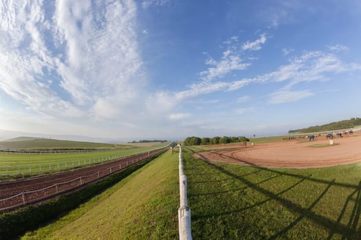 Horse Racing jockey rider morning training landscape countryside