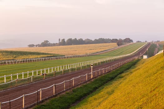 Horse Racing jockey rider morning training landscape countryside