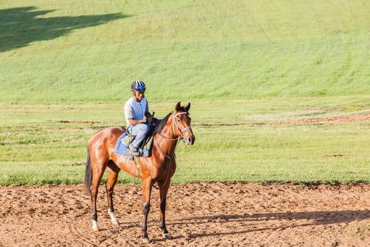 Horse Racing jockey morning training at Summerveld outside Durban South-Africa