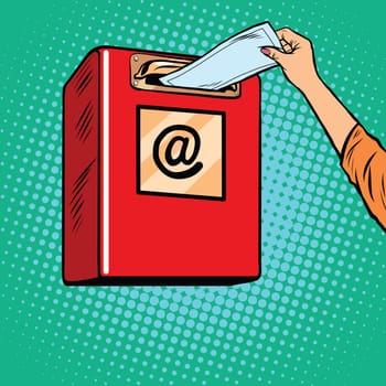 Sending paper letters Inbox pop art retro vector. Icon send e-mails.