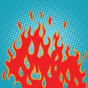 Fire red pop art retro vector. Abstract fire background