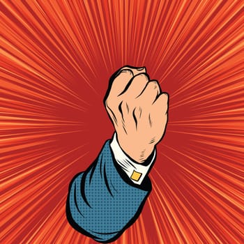 Retro fist force concept pop art retro vector
