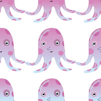 Jellyfish or octopus marine seamless pattern background. Ocean animals vector