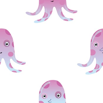 Jellyfish or octopus marine seamless pattern background. Ocean animals vector
