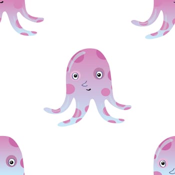 Jellyfish or octopus marine seamless pattern background. Ocean animals vector