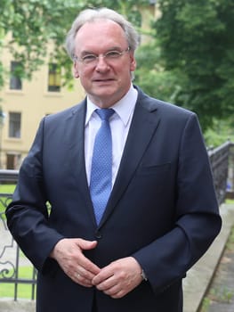 Dr. Reiner Haseloff (CDU) Minister-President of saxony-anhalt at the event series Saxony-Anhalt-Premium with astronaut Thomas Reiter in Magdeburg June 09,2016