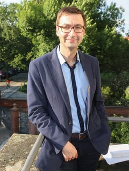 Dr. Alexander Kissler (German journalist,presenter,publicist and author) in the event series Saxony-Anhalt Premium with astronaut Thomas Reiter on June 9,2016 in Magdeburg