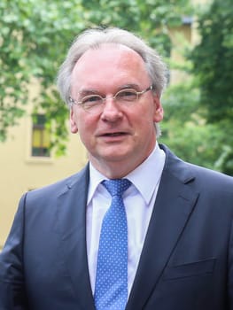 Dr. Reiner Haseloff (CDU) Minister-President of saxony-anhalt at the event series Saxony-Anhalt-Premium with astronaut Thomas Reiter in Magdeburg June 09,2016
