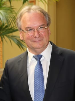 Dr. Reiner Haseloff (CDU) Minister-President of saxony-anhalt at the event series Saxony-Anhalt-Premium with astronaut Thomas Reiter in Magdeburg June 09,2016