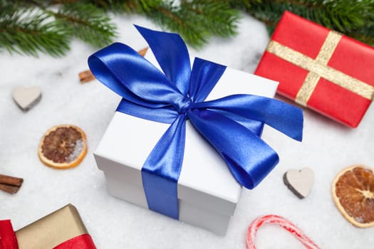 christmas present with blue loop