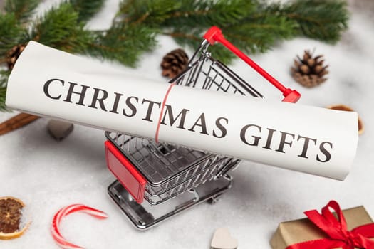 christmas gifts and shopping cart