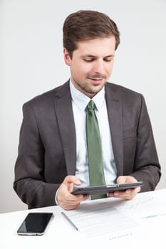 businessman working with tablet computer