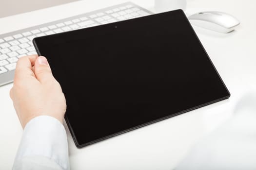 tablet on desk in office
