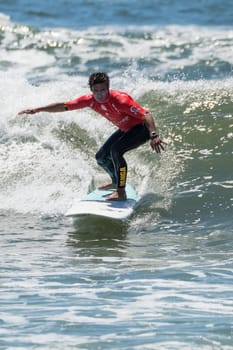 GAIA, PORTUGAL - JUNE 10: Piccolo Clemente (PER) at LQS Longboard Pro Gaia Men's Longboard Tour #3.