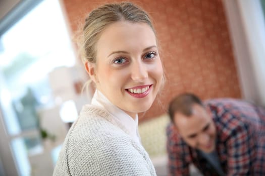 Portrait of cheerful student girl