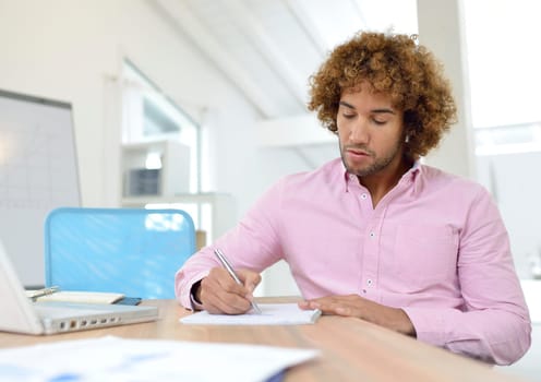 Businessman attending business presentation