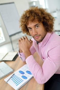 Businessman attending business presentation