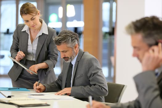 Business partners working together in office