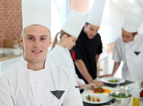 Closeup of student in catering school