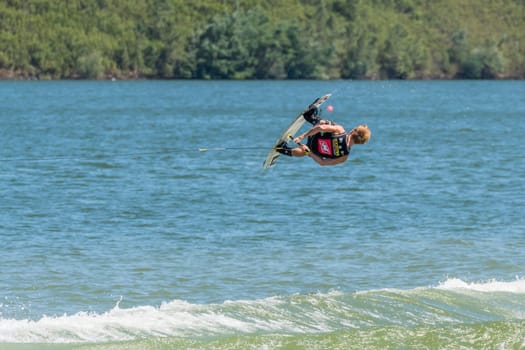 FERREIRA DO ZEZERE, PORTUGAL - JUNE 12, 2016: Mike Dowdy (USA) during the 2016 Nautique European Pro Am presented by Rockstar Energy.