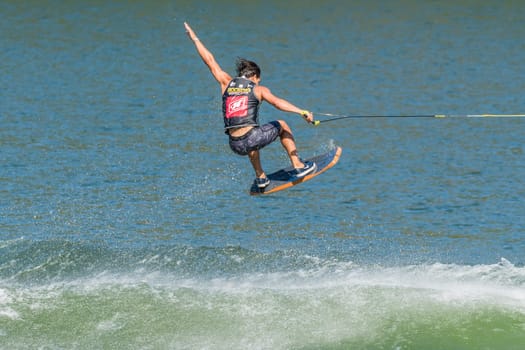 FERREIRA DO ZEZERE, PORTUGAL - JUNE 12, 2016: Coco Mendez (USA) during the 2016 Nautique European Pro Am presented by Rockstar Energy.