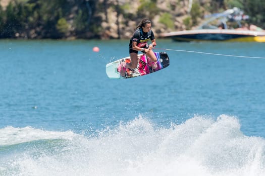 FERREIRA DO ZEZERE, PORTUGAL - JUNE 12, 2016: Alice Virag (ITA) during the 2016 Nautique European Pro Am presented by Rockstar Energy.