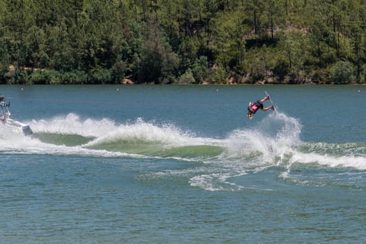 FERREIRA DO ZEZERE, PORTUGAL - JUNE 12, 2016: Giorgia Gregoria (ITA) during the 2016 Nautique European Pro Am presented by Rockstar Energy.