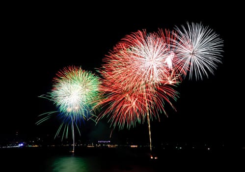 Fireworks at Pattaya beach, Thailand