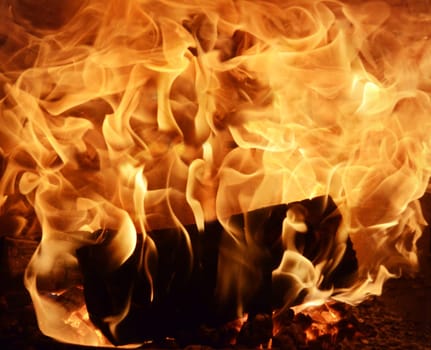 Fire in the fireplace