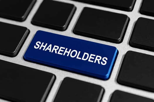 shareholders blue button on keyboard, business concept